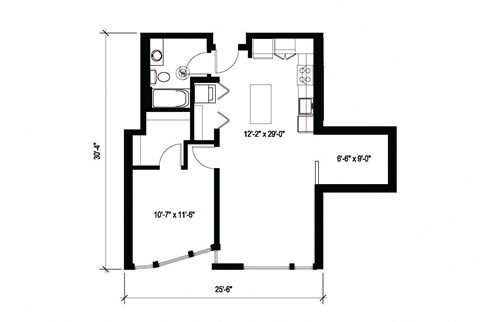 Stack House Apartments in Seattle, Washington 1x1 Floor Plan